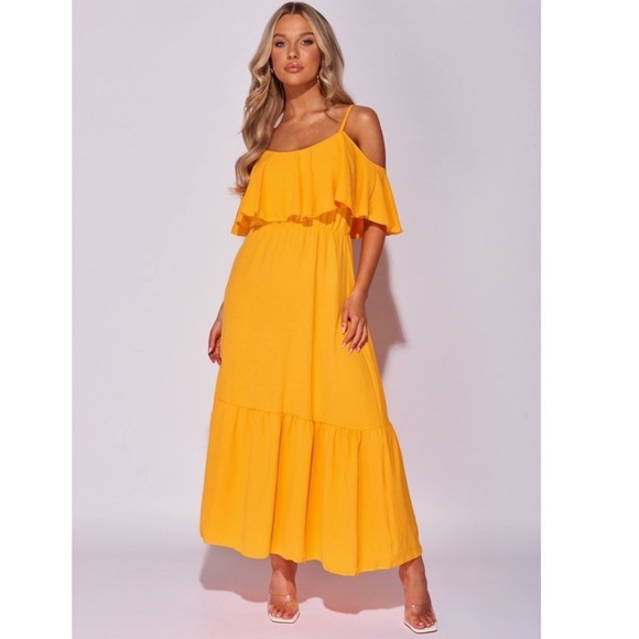 open lace back dress Summer Stunner Coral Chiffon Maxi Dress – Ellaé Lisqué main image 0